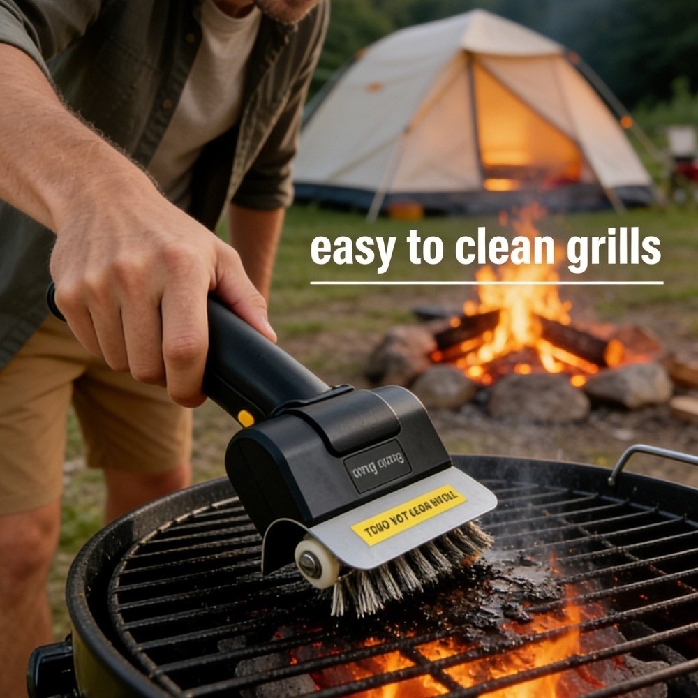 Food-Grade Portable Electric Grill Brush Stainless Steel Handheld BBQ Cleaning Brush Efficient High Speed Rechargeable Grill Brush Home Use