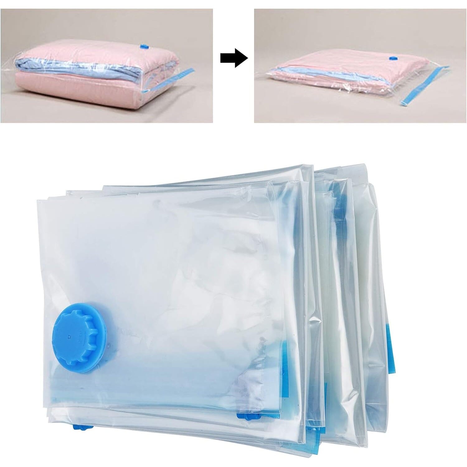 Space Saver Vacuum Bags |Vacuum Bag for Packing (2 Pc of 40 x 60 cm |2 Pc of 50 x 70 cm/ 1 Pc 80x100 cm) Set of 5