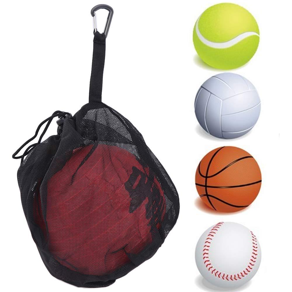 Portable Clip on Ball Mesh Bag Drawstring Oxford Cloth Basketball Storage Bag Handbag Training Single Ball Bag for Backpack