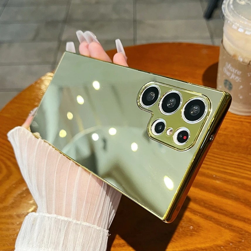 NEW HODON Fashion Electroplated Makeup Mirror Phone Case for Samsung Galaxy S25 S24 S23 Ultra S22 S21 S20 Plus A53 A54 A12 A73 A34 A52 A24 Cases HD Plating Shockproof Hard Cover