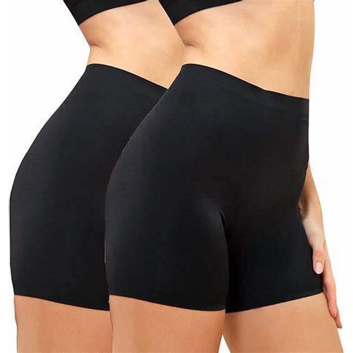 Pack of 2 Black Seamless Slip Short/Slacks For Women