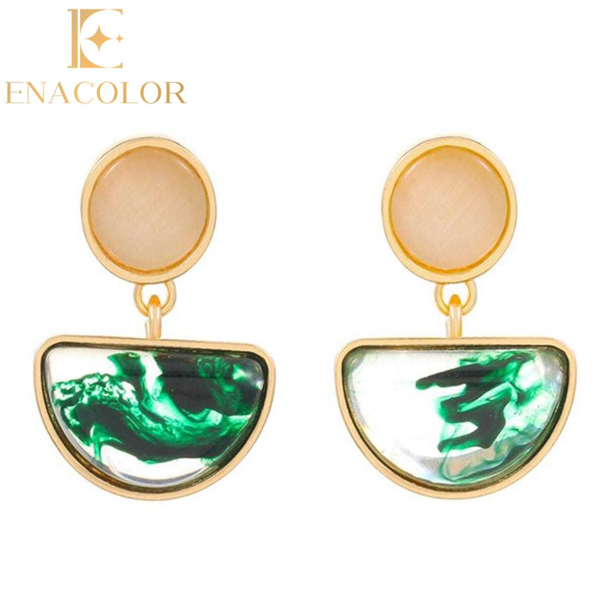 Enacolor Resin Half Round Earrings Girl New Accessories