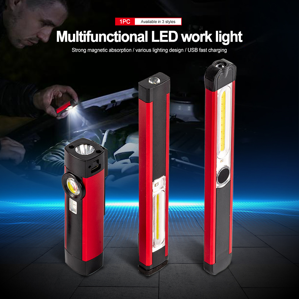 Sales promotion Rechargeable COB+LED LED Strong Light Flashlight Slender portable Work Light Emergency Lighting Command Light Hat Brim Lamp