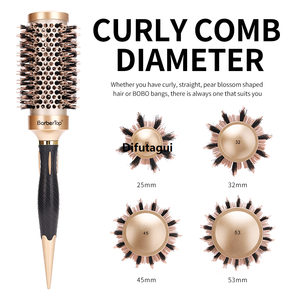 Difutagui Tool Brush Curler Size Brush Curler Comb Round Salon Curls Special 4 Types of Wild Boar Brie Bucket Curls Hairdressing