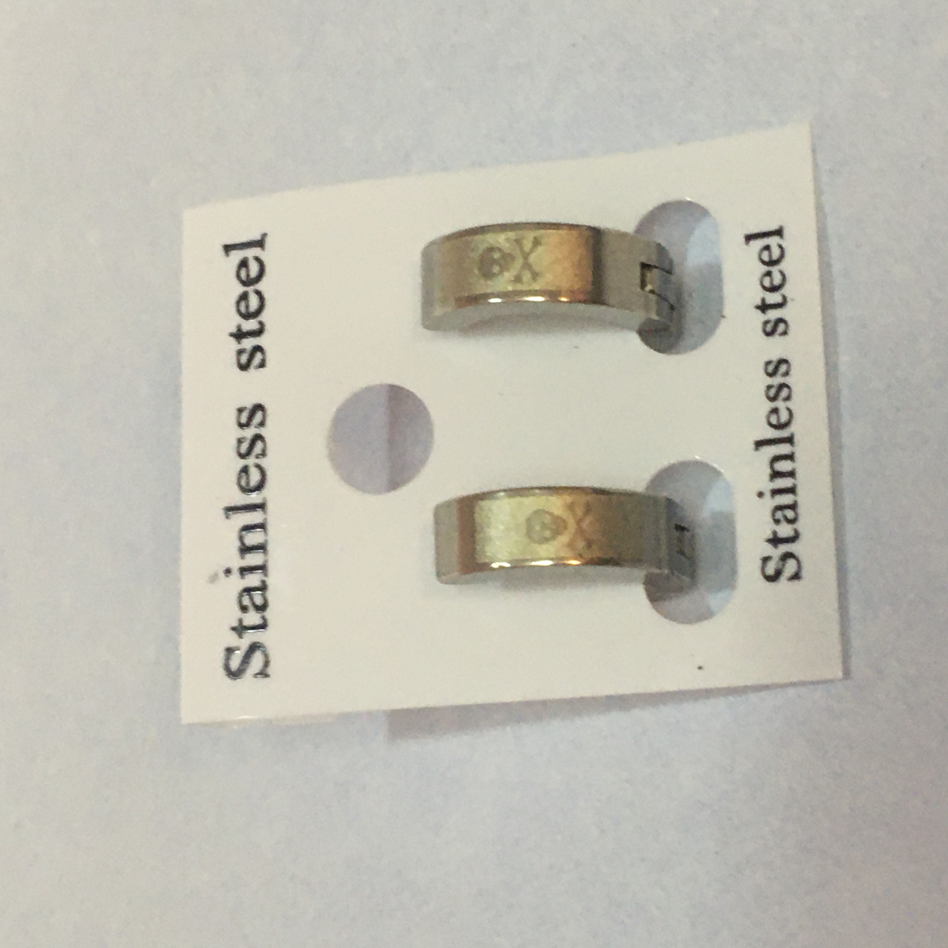 Earrings For Men. Trendy Earrings. 2 Piece. Engraved Print May Vary