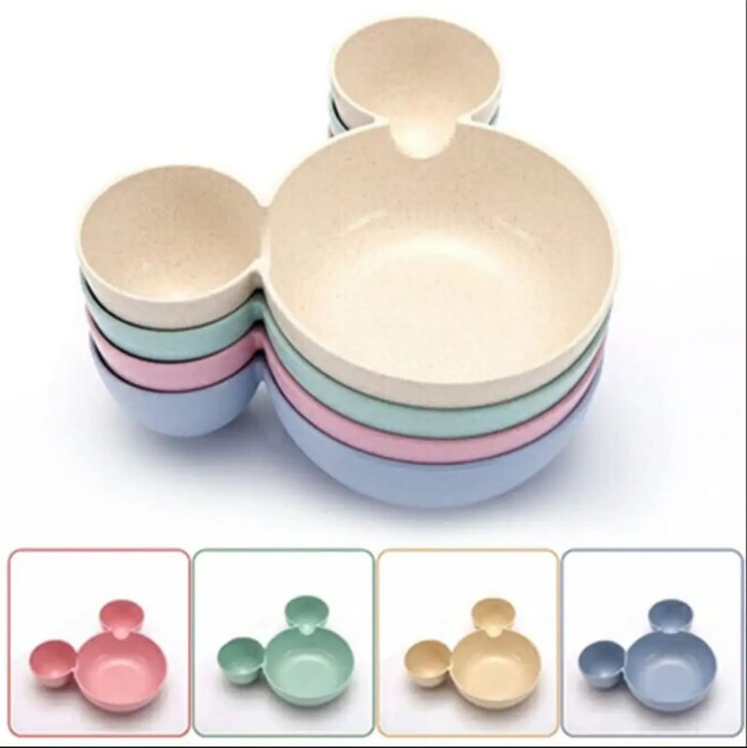 Cute Baby Mickey Mouse Head Shape Portable Ceramic Plate for Kids Creative Food Container Tableware, 1 Piece