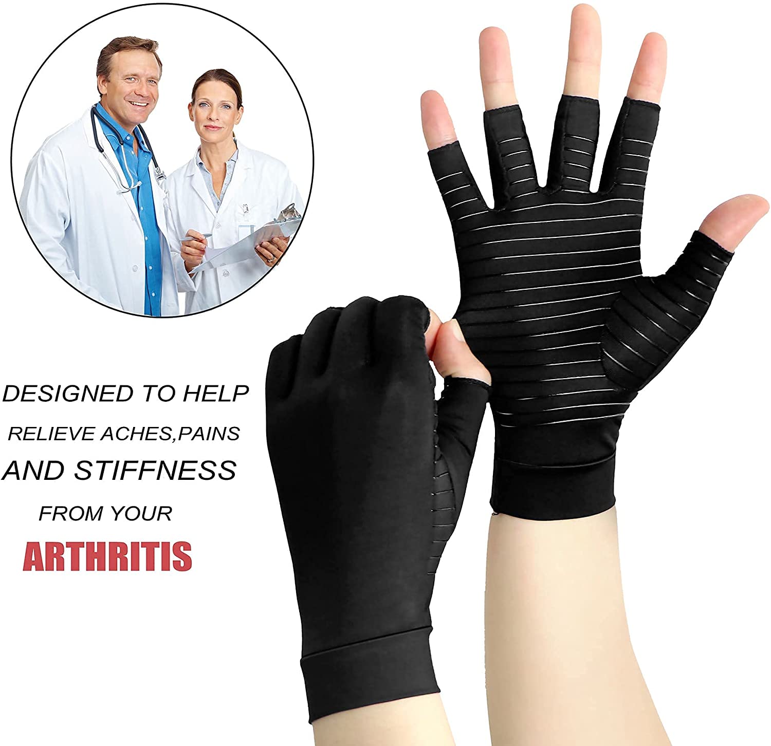 Fashion JUUMMP Compression Arthritis Gloves 1Pair Wrist Support Cotton Women Men Therapy Wristband Gloves Joint Pain Relief Hand Brace