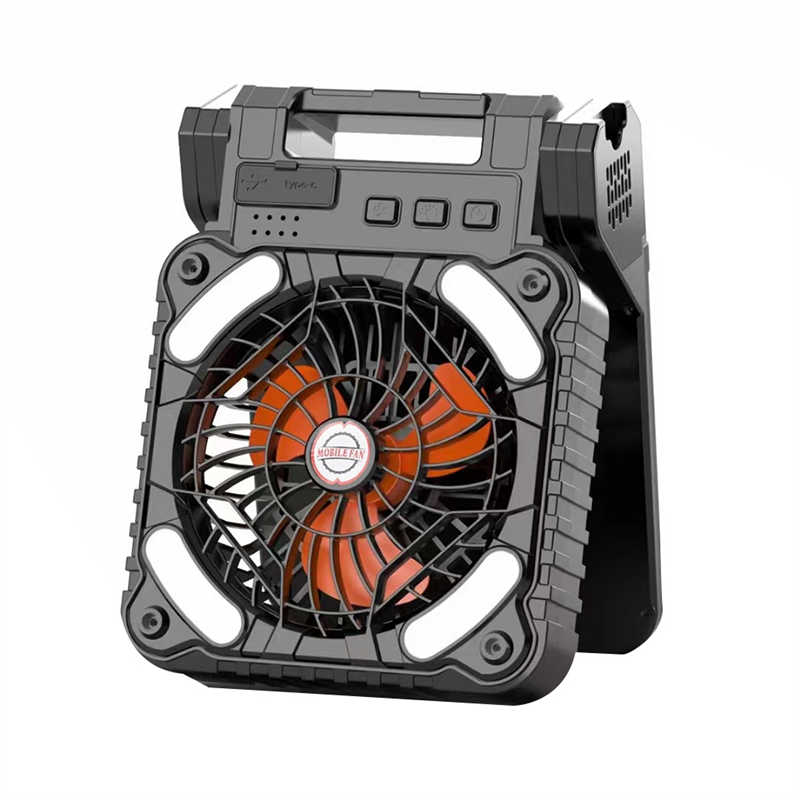 (GGBR)- Powered Fan Camping with LED Light, Portable Camping Fan with Panel, Rechargeable Tent Camp Fan