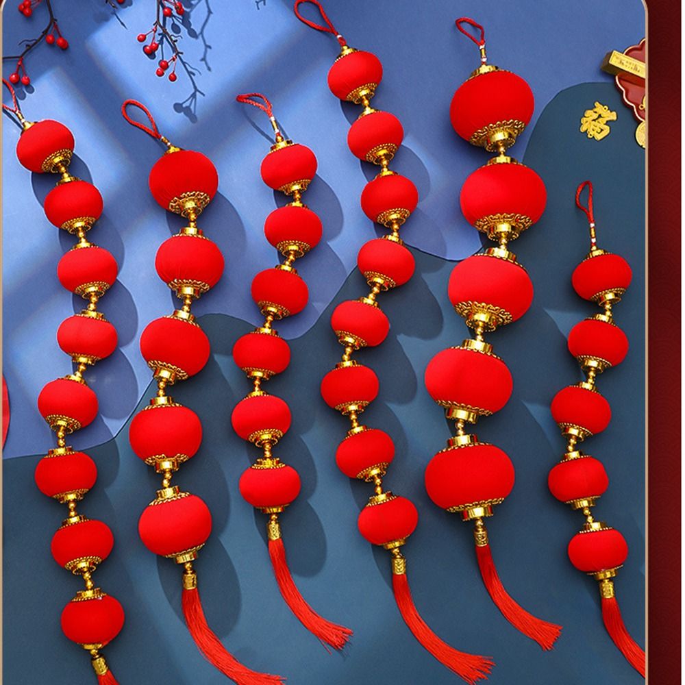 Crafts Flocking Home Pendant Hanging Lantern Spring Festival Decoration Decoration Hanging Lantern New Year Lantern Red Lantern Chinese Style