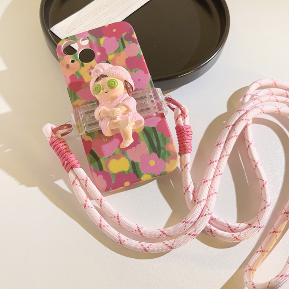 New Cute Girl Mobile Phone Lanyard Plastic Rope Buckle Antiskid Phone Back Clip Nylon Rope Strap Fall Prevention Neck Hanging Cord