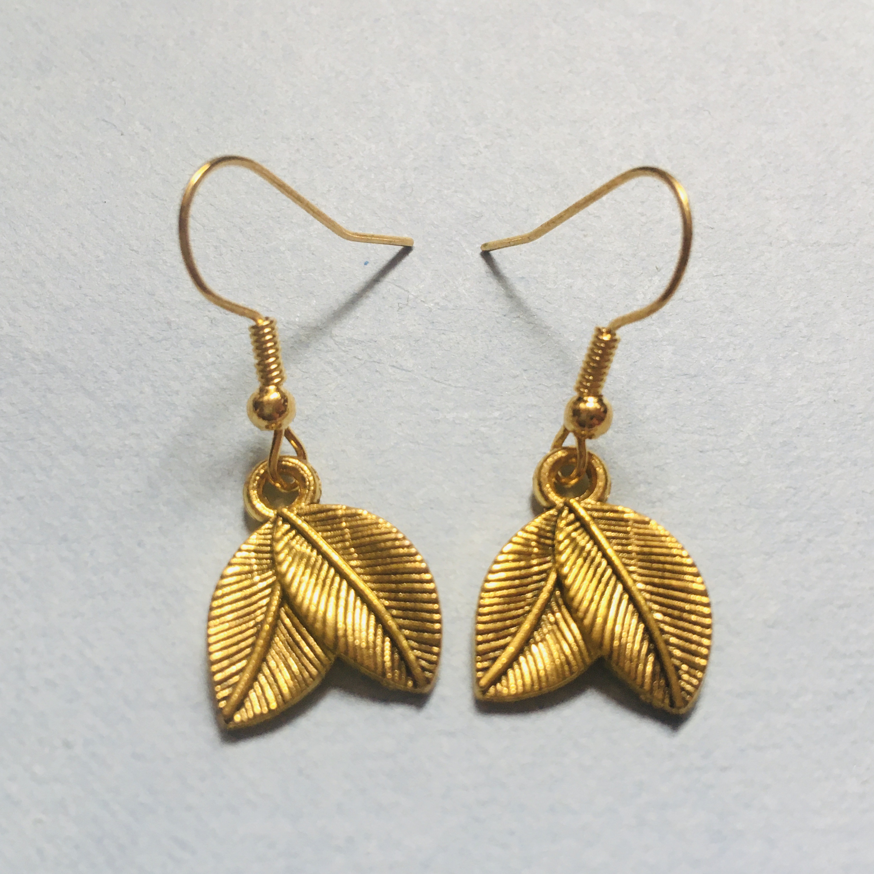 Gold Plated Leaf Drop Earrings. Jhumka For Girls