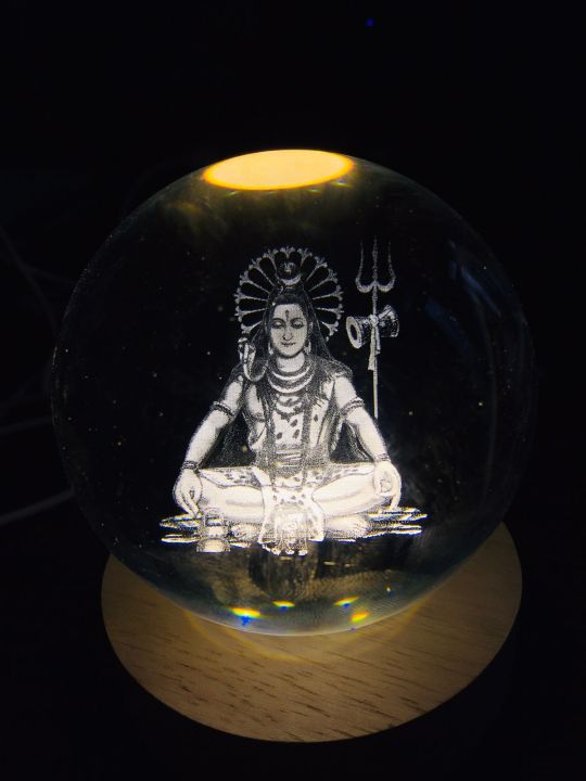 3D Decor Crystal Ball LED Night Light - Lord Shiva