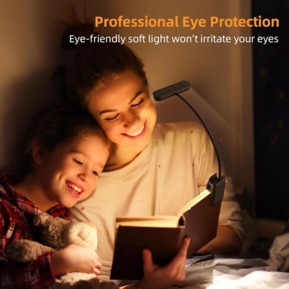 Portable Rechargeable Reading Lamp Flexible Design 3 Colors Reading Light Warm White Easy Clip Book Light Portable Use