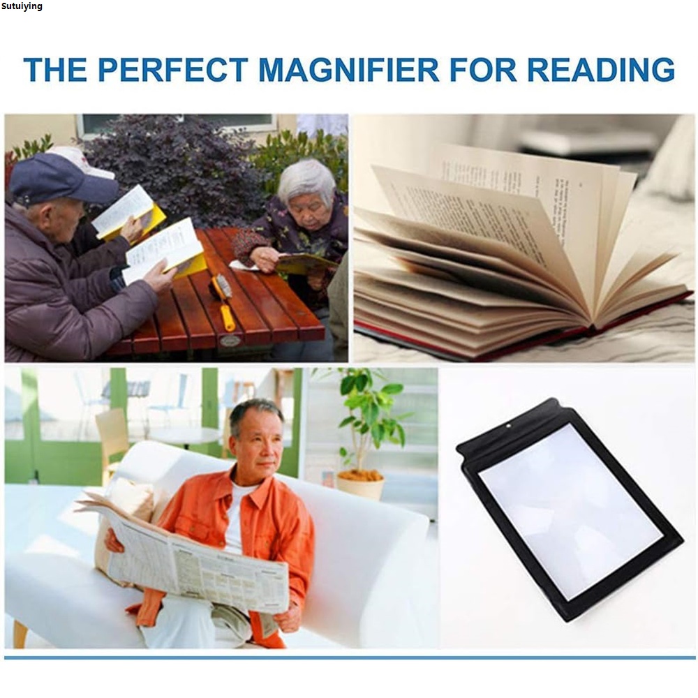 Sutuiying Magnifying Glass Large 3X Magnifier Portable A4 Full Page Size,Distortion-Free Bargain price for Reading Books, Newspapers,Use as Low