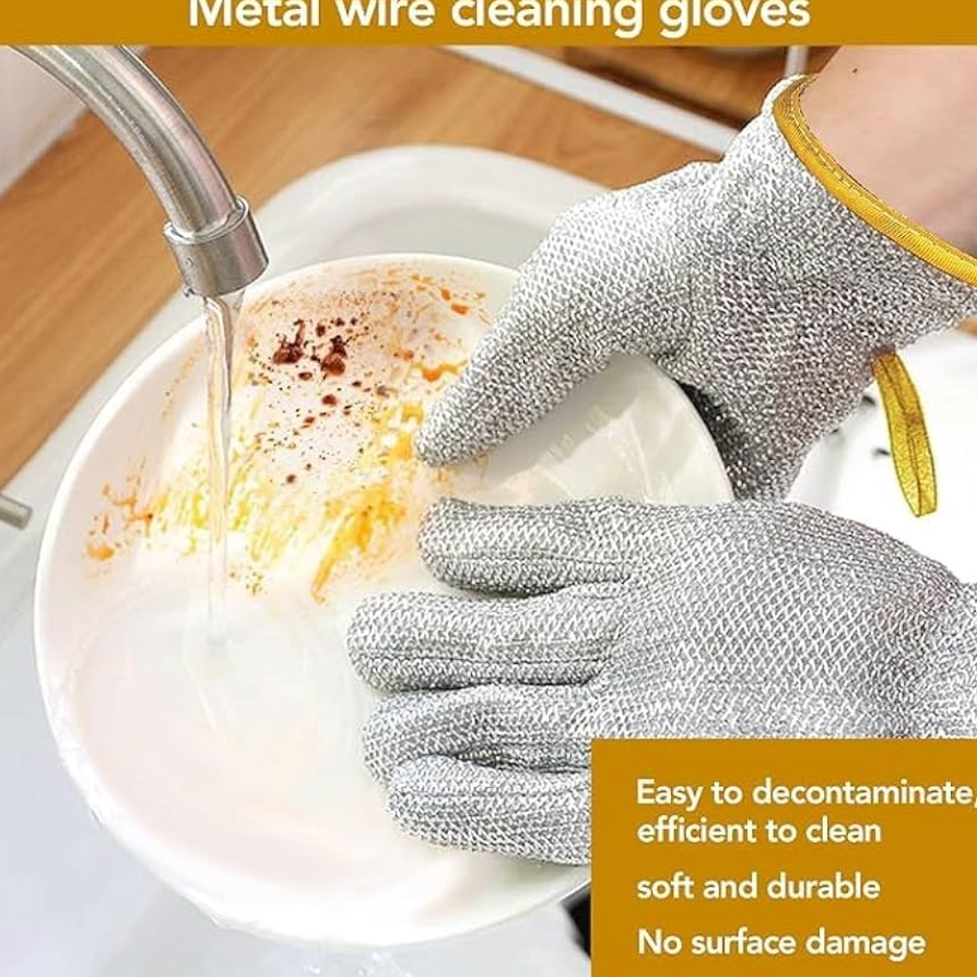 Cut Resistant Steel Gloves - Safety Hand Protection for Kitchen, Butchering, BBQ, and Workshop Use | Anti-Cut, Anti-Slip, Durable Gloves for Men & Women
