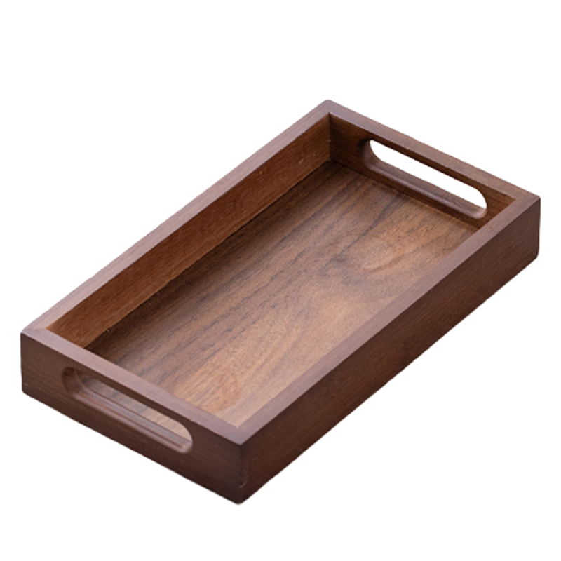 Large Size Rectangular Bamboo Wood Tea Tray Display Plate Handle Walnut Color Cup Storage Home Use Japanese Tea Set