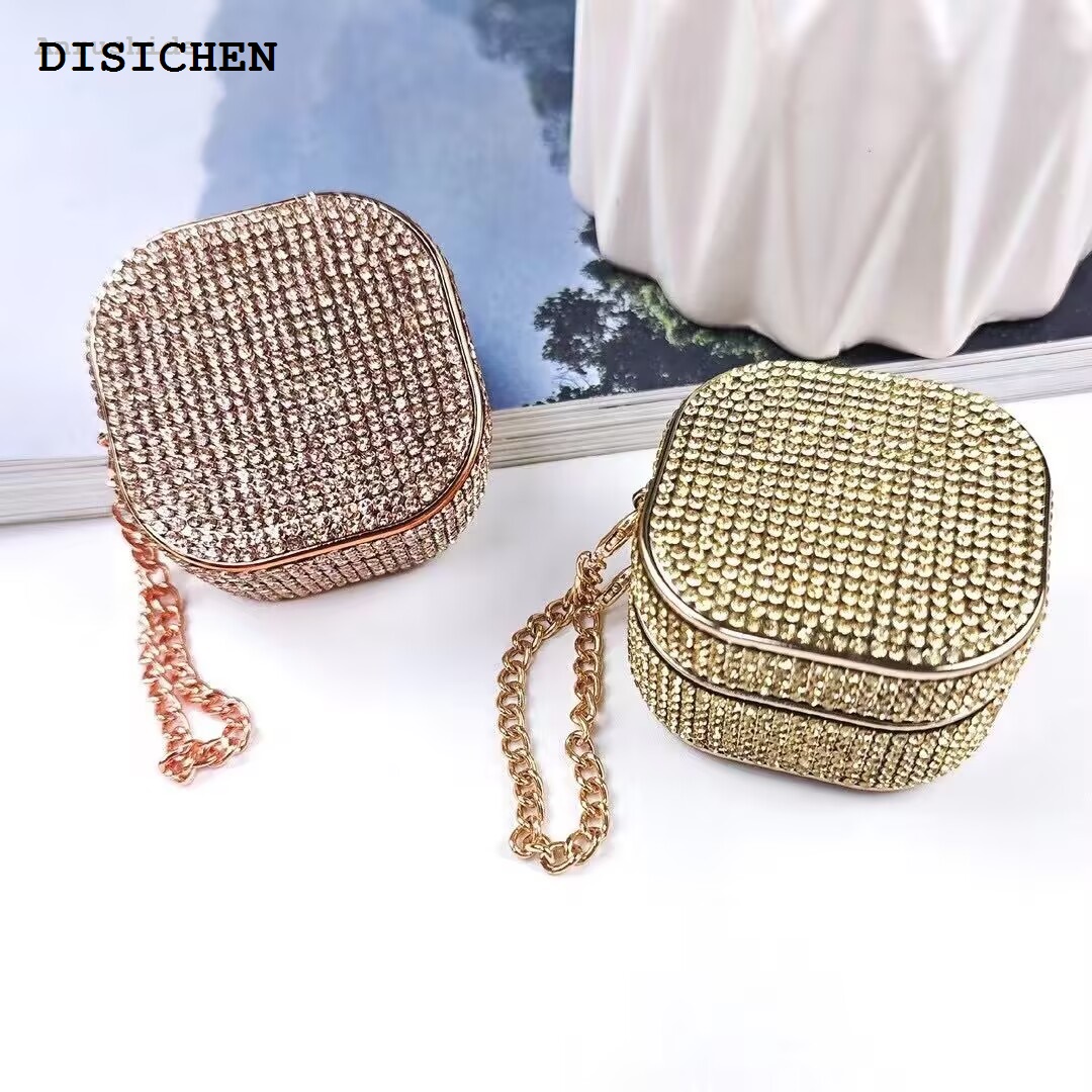 DISICHEN Luxury Anrushide Hand-made diamond Earphone Case For Samsung Galaxy Buds Hot Selling 2 Pro FE Live Protection Shockproof With Keychain Box