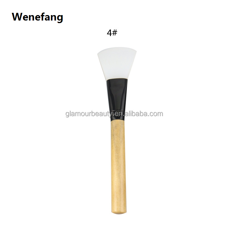 Wenefang Single Eco vegan flat makeup brush bamboo handle wood handle silicon facial mask brush for mask bowl set