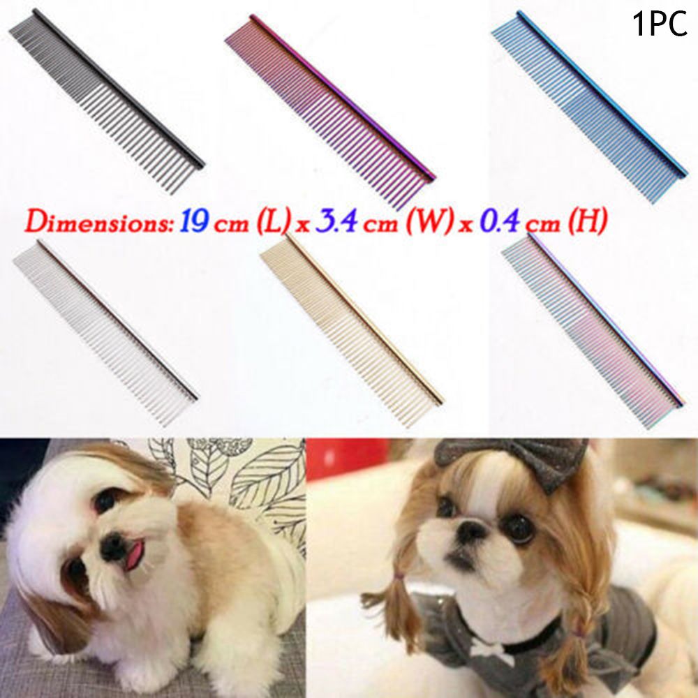 1PC High Quality Metal Steel Pet Hair Comb Double Row Brush Fur Rake Multicolor