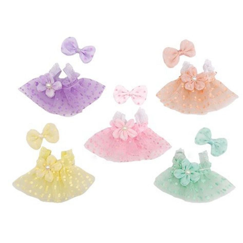 High Quality Cute Polka Dot Mesh Skirt 5 Colors with Bow Headwear Doll Lovely Clothes Clothes Decoration Plush Dolls Clothes for EXO Idol Dolls for 13~18cm Cotton Doll DIY Accessories