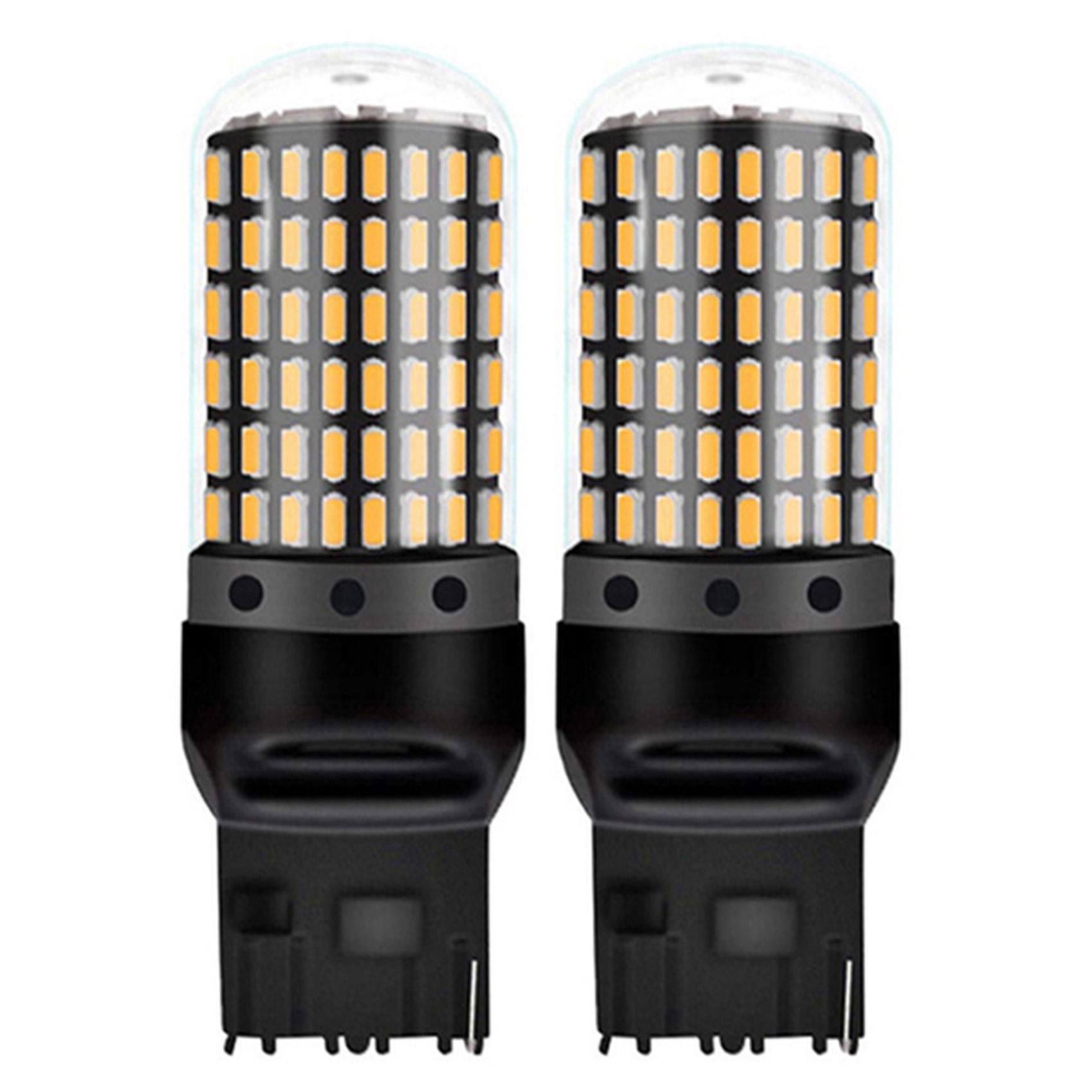 2X Car 3014 144Smd Canbus T20 7440 W21W LED Bulbs for Turn Yellow