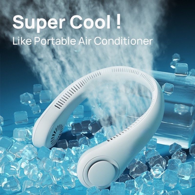 Vaneless hanging neck fan, wearable cooling fan with 360 ° air outlet, portable hanging