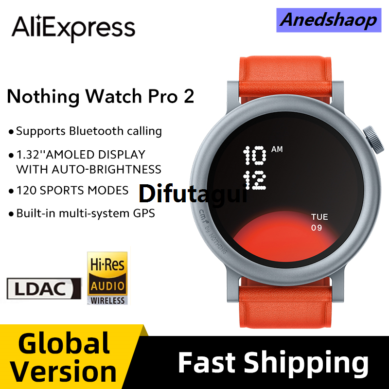 Difutagui Global Version Nothing CMF Smart Watch Pro 2 Bluetooth calls with men>men Bargain price AI noise reduction multi-system GPS1.32”AMOLED 100+watchfaces