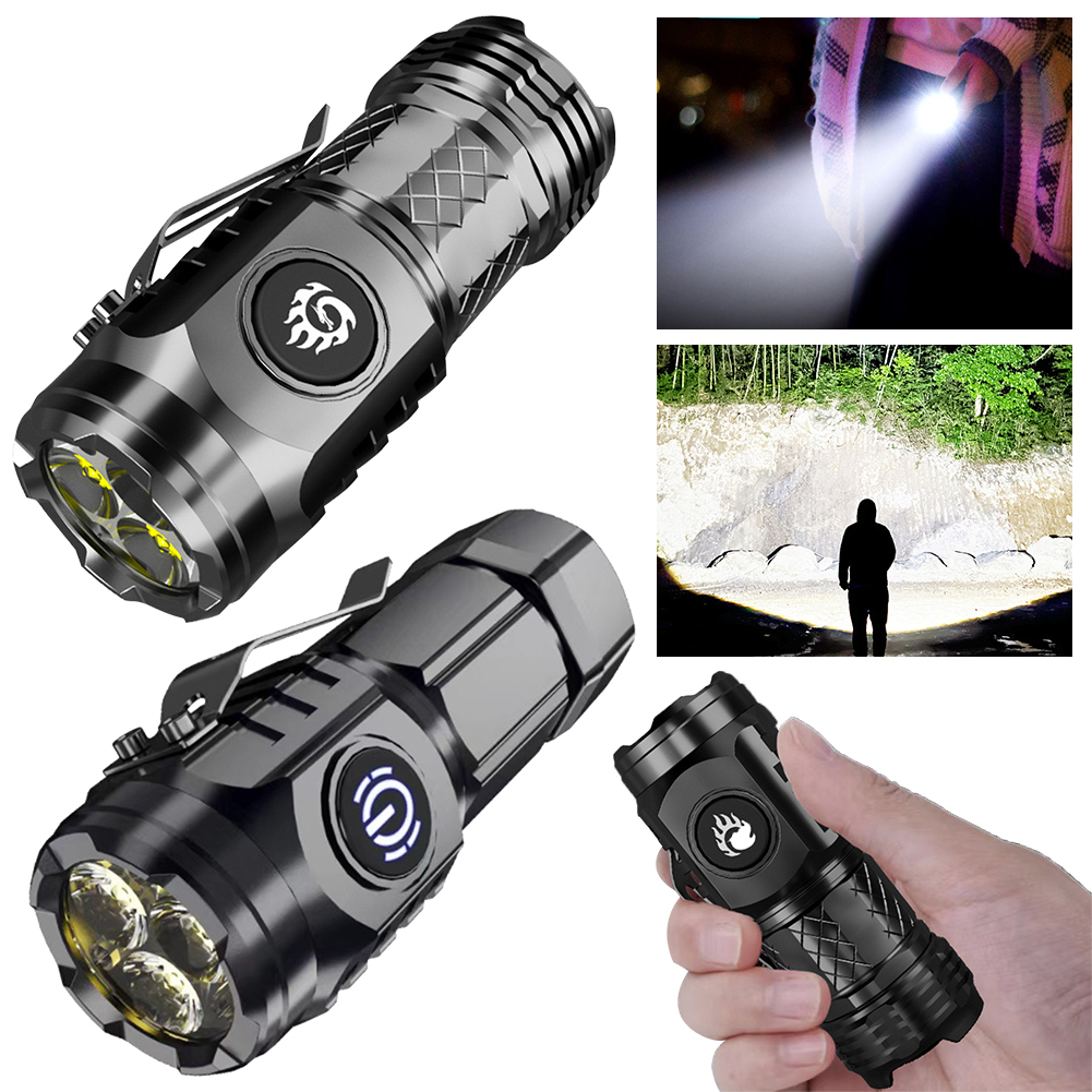 2025 NEW High Power LED Flashlight Torch 20W Long Range Throw Torch Waterproof Portable Outdoor FlashLight USB Rechargeable 18350 Battery