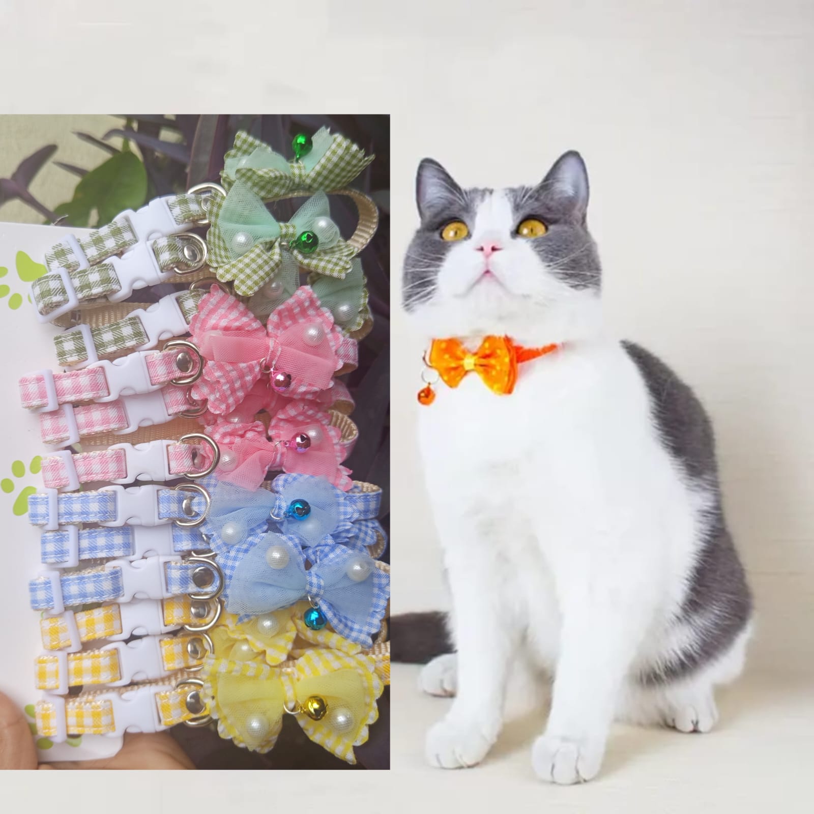 Pet tie Cat Collar Adjustable Dot Prints Doggy Bow Tie With Bell Fashion Pets Necktie Collars Bells 1 Pcs