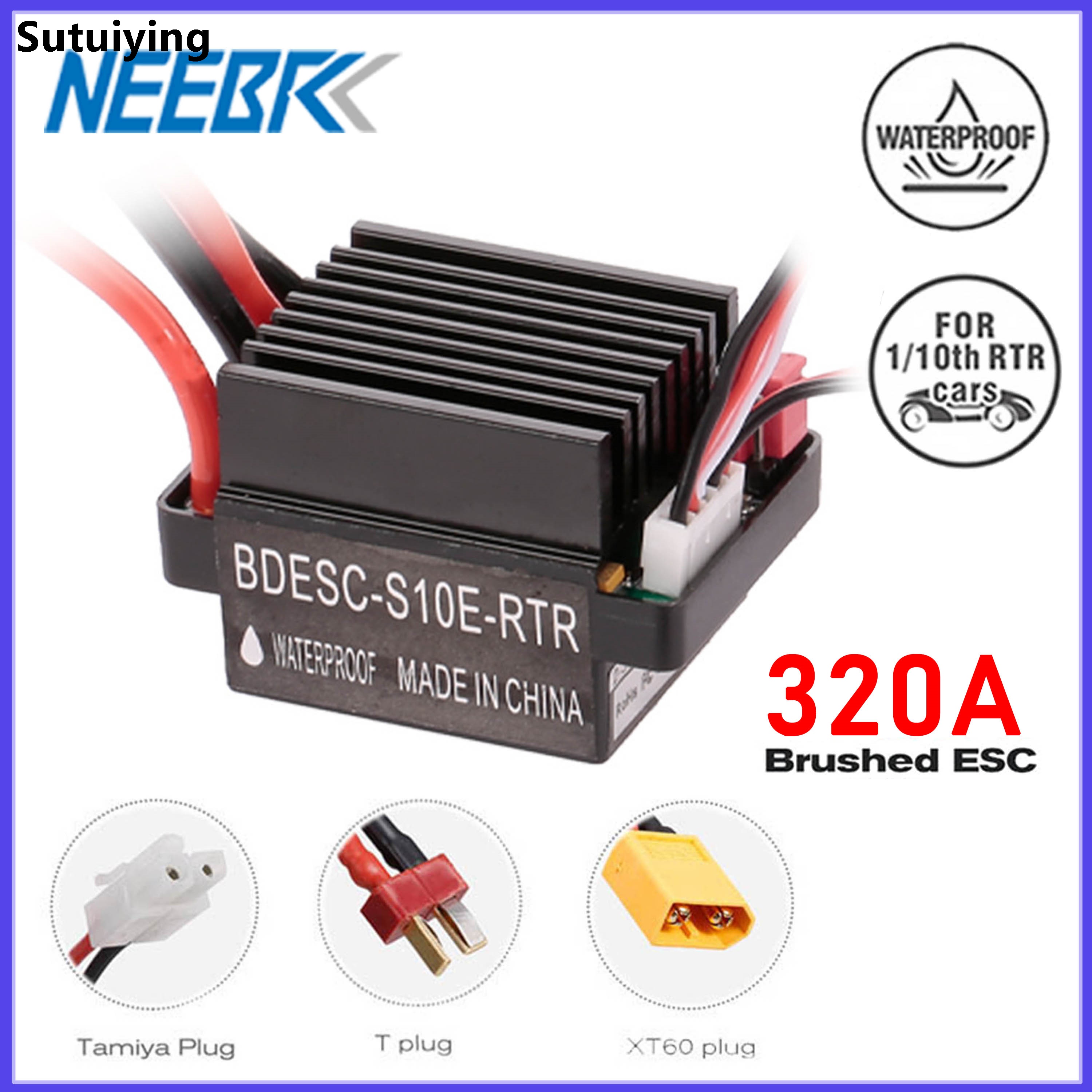 Sutuiying NEEBRC 320A Waterproof Brushed Speed Controller 5V/2A BEC 60A ESC Bargain price 2-3S Forward+Brake+Retreat for 1/10 RC Car Boat Model Motor