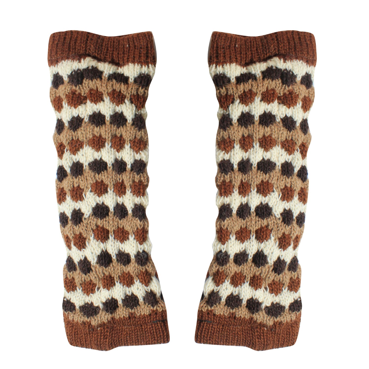 Brown/White Woolen Leg Warmer