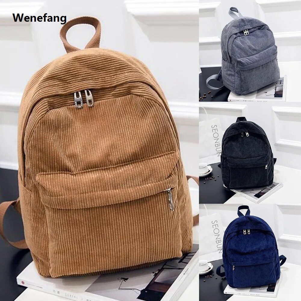 Wenefang MARKROYAL Pure Color Corduroy Backpack Fashion Women School Backpack 【2025 Version】 Women Backpack Teenger Girl School Bags Female Bagpack