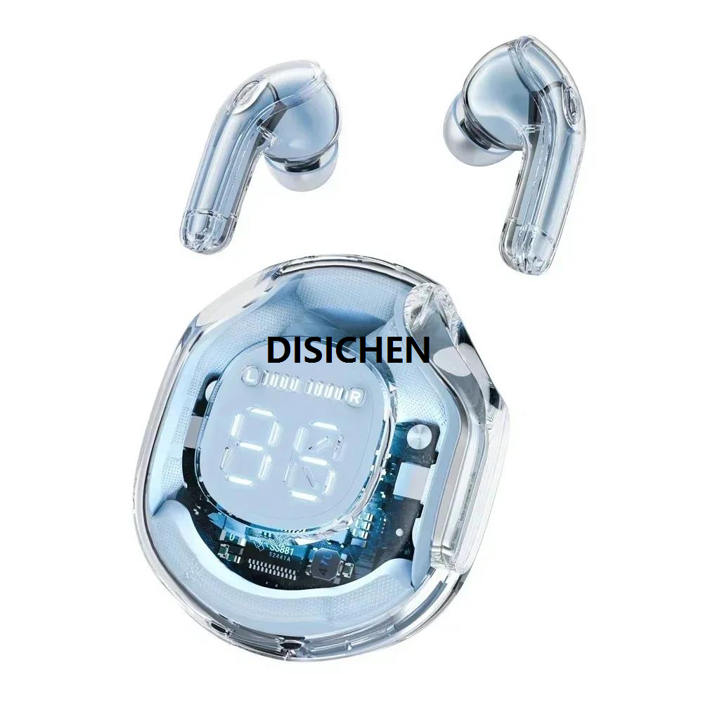 DISICHEN T8 Pro TWS Bluetooth earphones, LED digital display transparent helmet, wireless, suitable for indoor Xiaomi, Huawei, iPhone High Quality