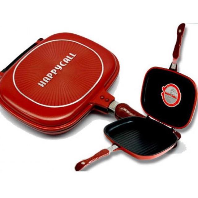 Happycall Red/Black Non Stick Double Sided Fry/Grill Pan