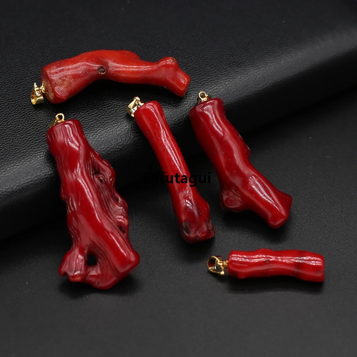 Lanyun Natural Sea Bamboo 1PC Red Coral Pendant Irregular Branch Polishing 2025 Handwork Red Coral Charms for Jewelry Making DIY Necklaces