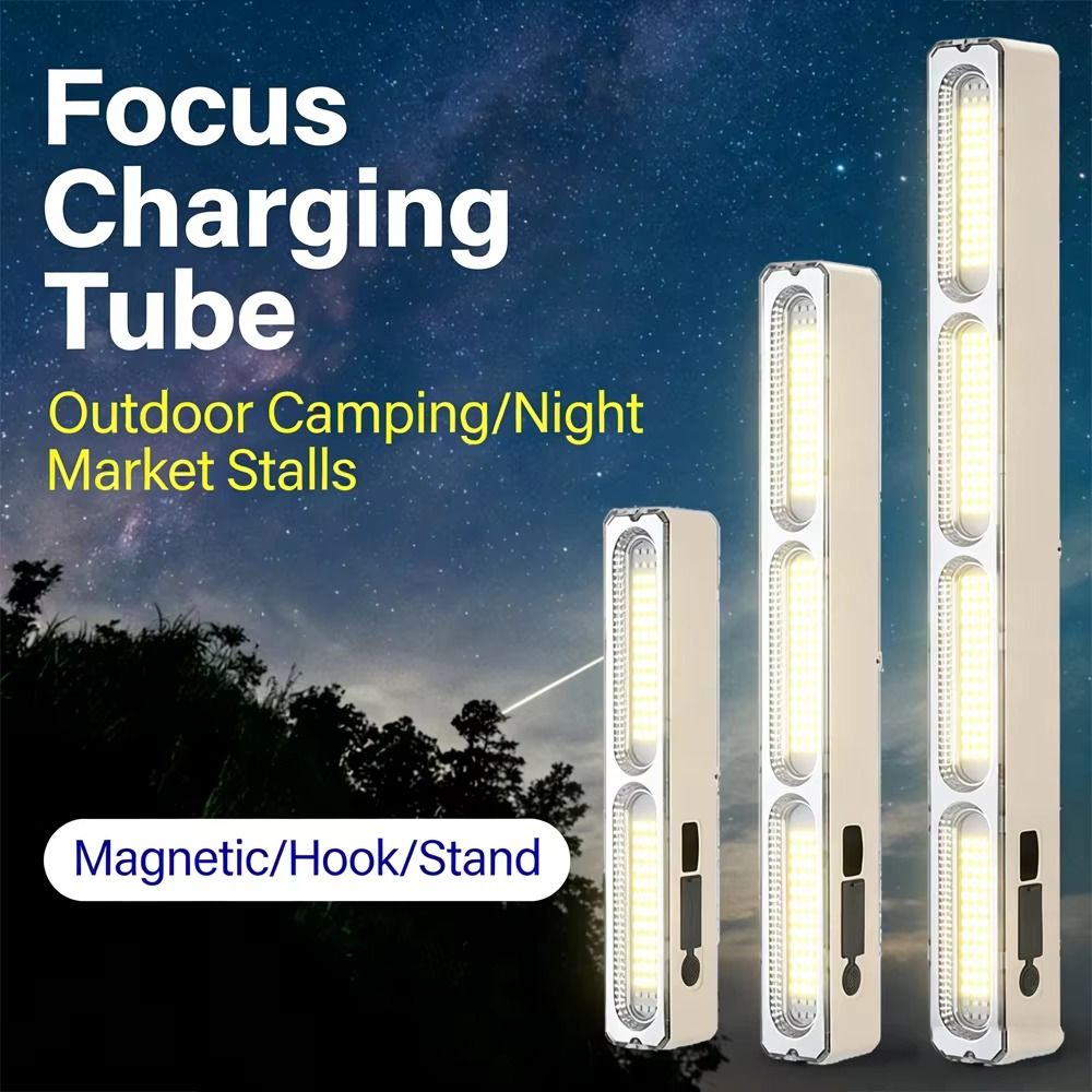 Emergency Lighting Rechargeable Solar LED Light Bar High Power Rectangular LED Portable Camping Lamp Magnetic Base Portable Night Light Camping