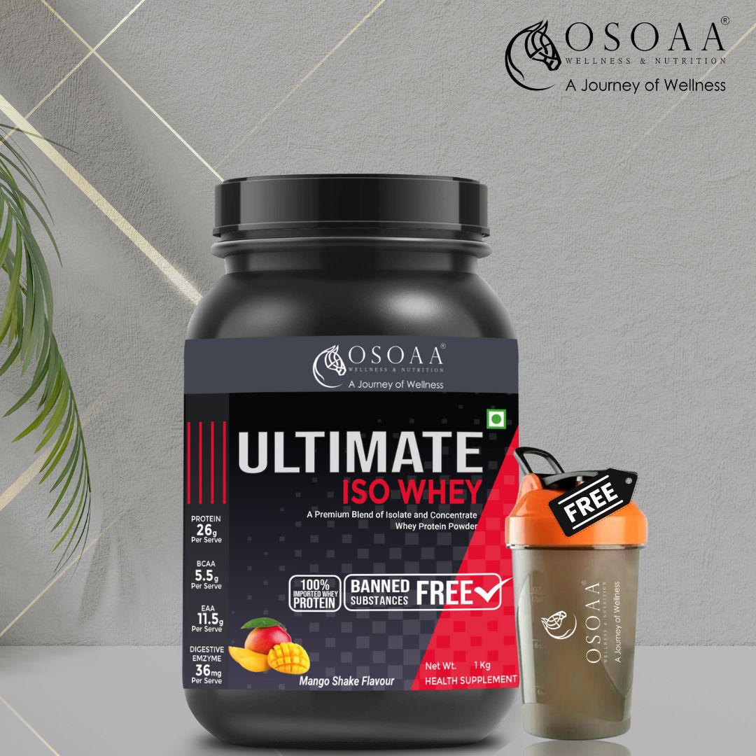 OSOAA Ultimate Iso Whey With 26g Protein | Low Carbs For Men, Women (Mango Shake)