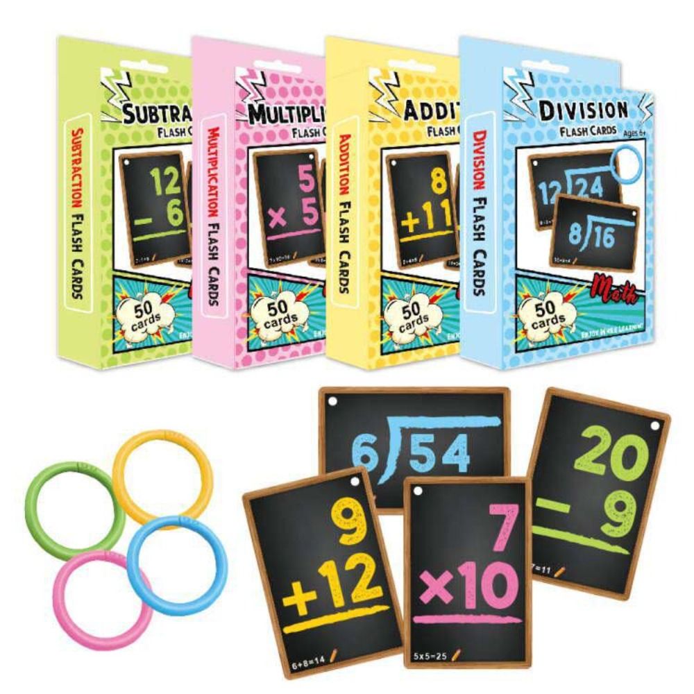 50pcs/set High Quality Early Education Children Arithmetic Cards Addition Subtraction Paper Montessori Math Toys Multiplication Division Thinking Exercises Math Game Card Kids