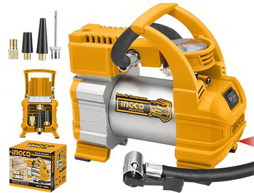 Power Tool 140Psi Car Air Compressor Portable Mini Tire Inflator Pump Yellow