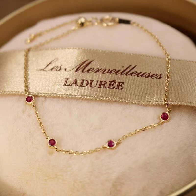 【Mega Sale】Japanese 925 Bracelet Women's 18k Gold-plated Ruby Light Luxury High-end Mini Fine New Style