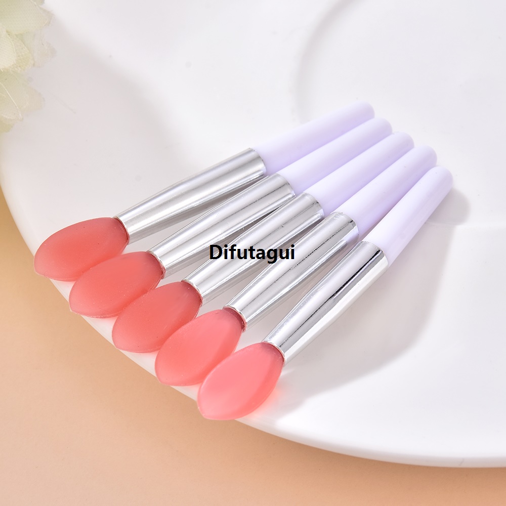 Difutagui 5Pcs Double Side Soft Silicone Head Eyeshadow Lip Applicator Brush Portable Makeup Brushes with PVC Bag Cosmetic Beauty Makeup Tools