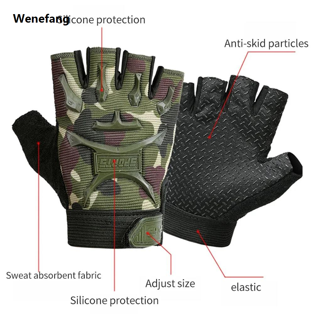Wenefang 1Pair Kids Half Finger Cycling Gloves Non-Slip Fingerless Adjustable Mitten Shock-Absorbing Gloves for Boys Girls Fishing Biking