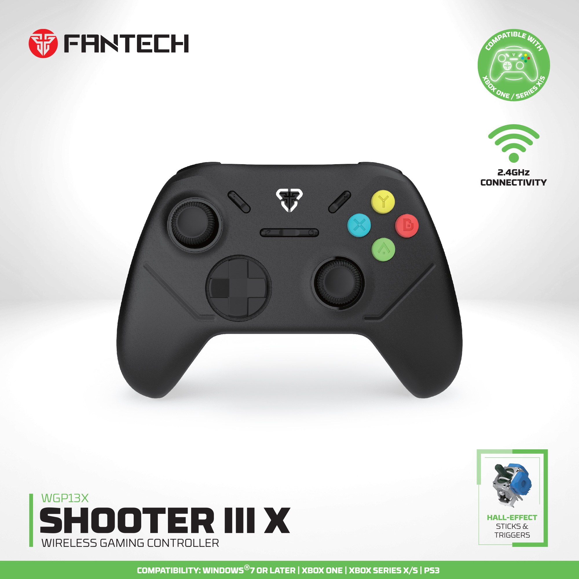 FANTECH WGP13X Hall Effect Controller Wireless Gamepad(BLACK)