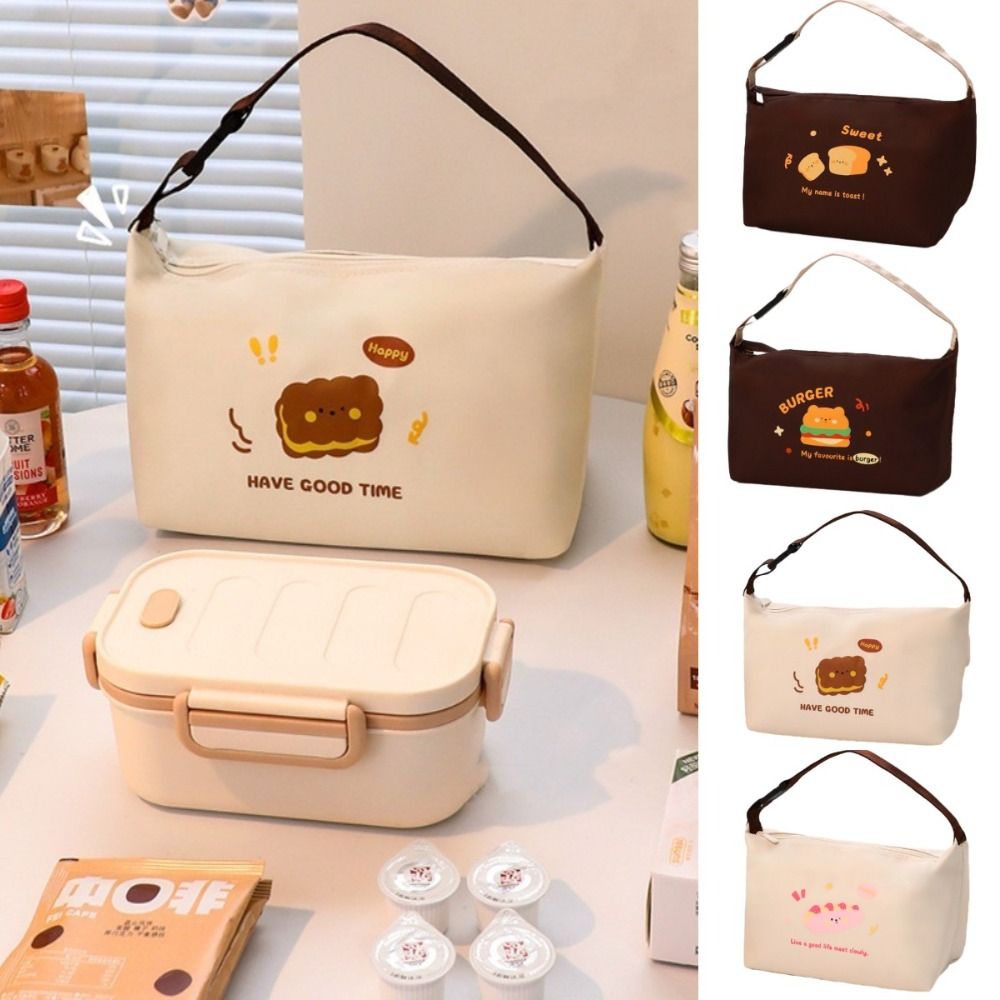 Fashion Insulated Cartoon Picnic Bag Oxford Cloth Waterproof Lunch Thermal Bag Large Capacity Thickened Insulation Layer Portable Tote Lunch Bag Office Worker