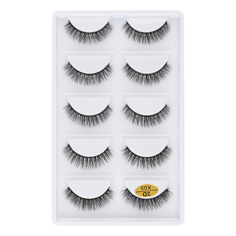 3DX-06 5 Pairs Natural Soft 3D Handmade Fake Eye Lashes Faux