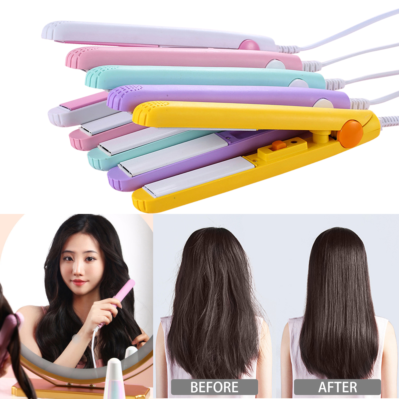 Multicolor Mini Hair Straightener and curler