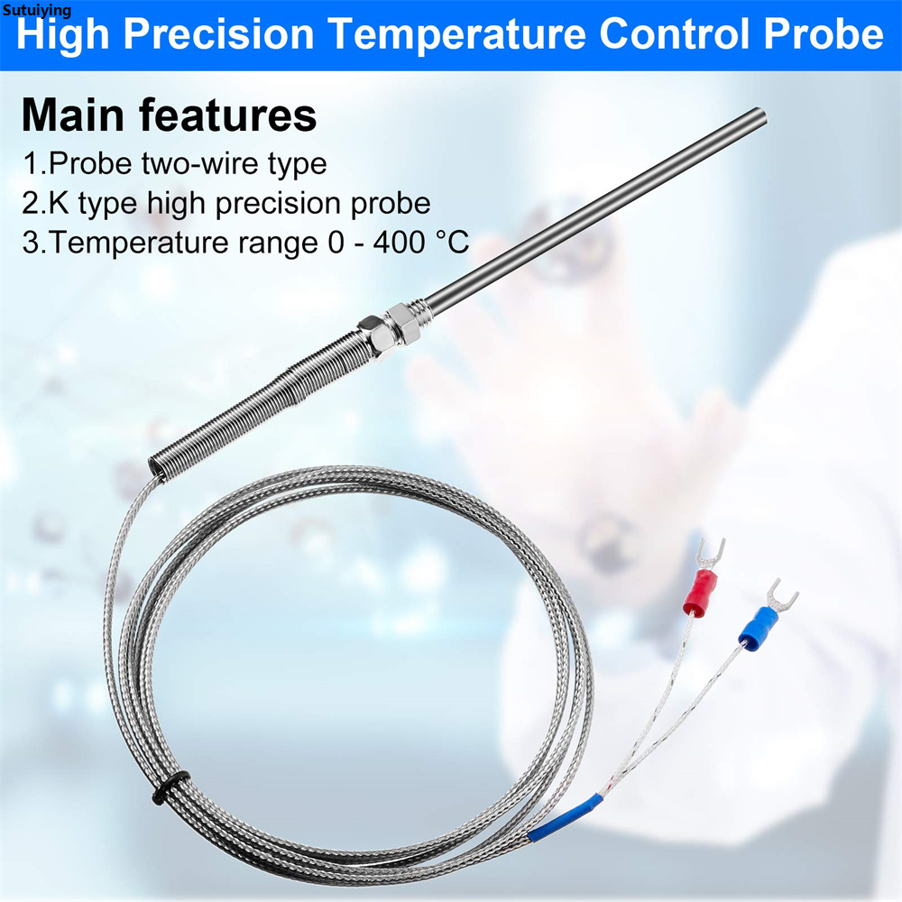Sutuiying 1PC Emperature Sensor Probe 30mm Thread Platinum Resistor Thermocouple High Quality Temperature Sensor Wire 0-400℃1M/2M/3M Thermocouple
