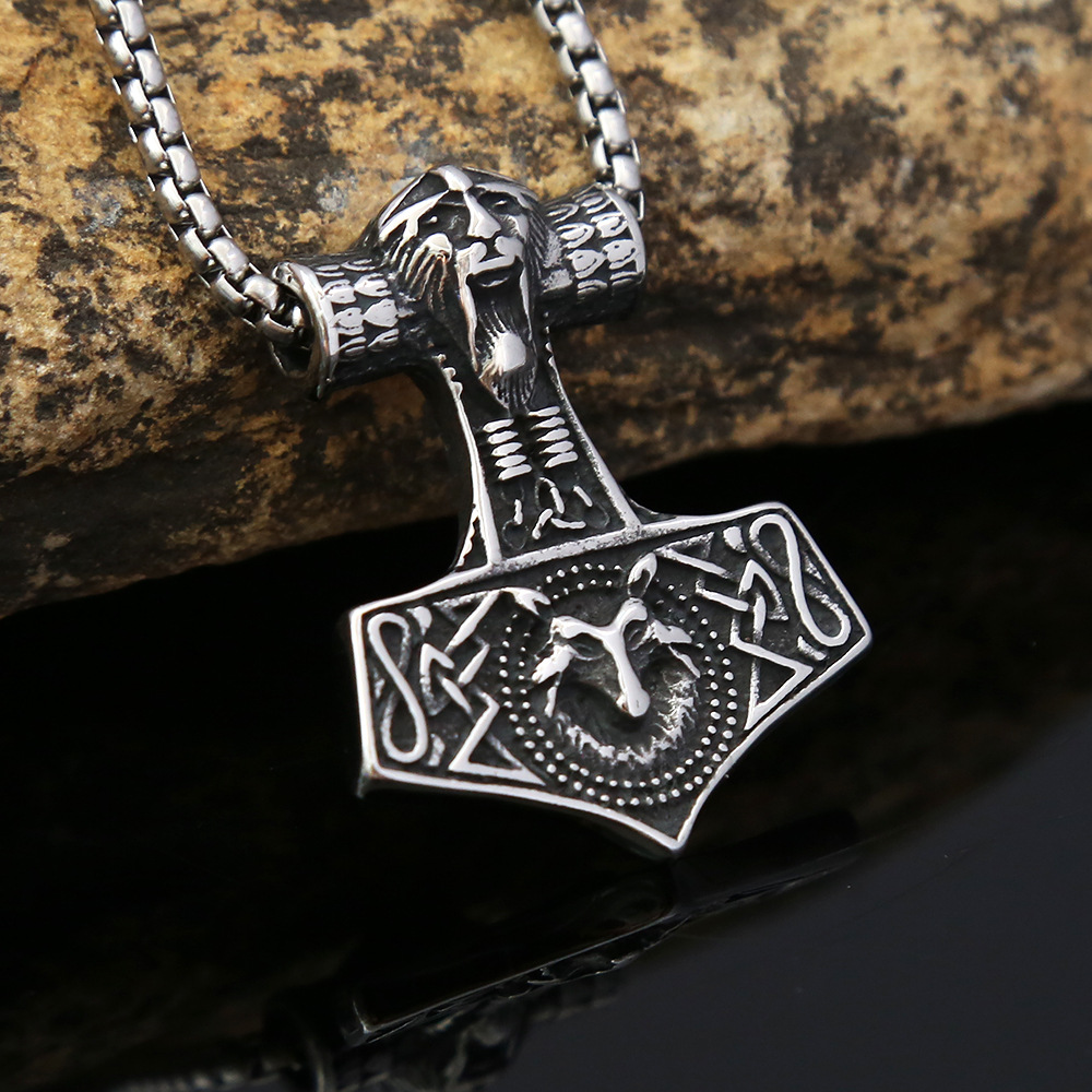 【Mega Stainless Steel Necklace Pendant Male Viking Pirate Enchant Titanium Steel Necklace