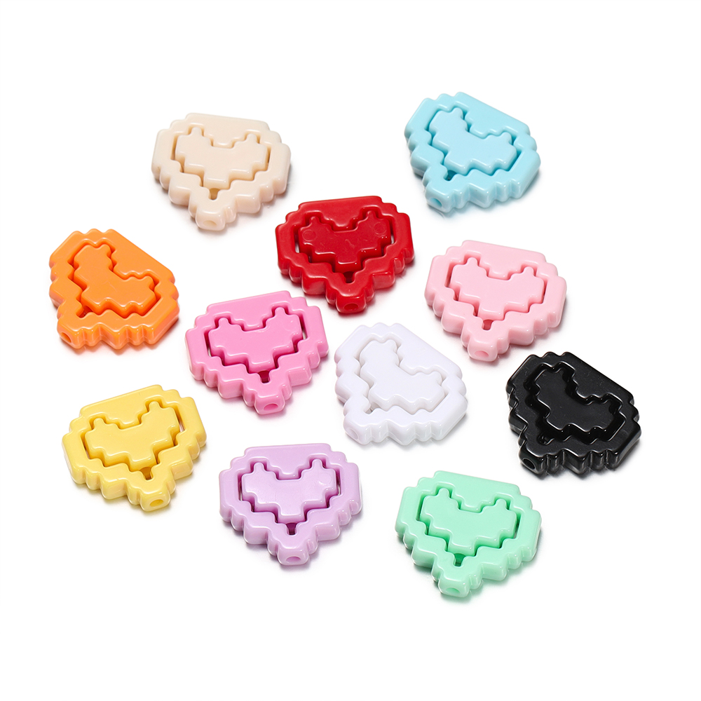 St. kunkka 1-5Pcs Acrylic Solid Color 2-in-1 Love Beads Innovative Random Matching for Beaded Bracelet Necklace Making