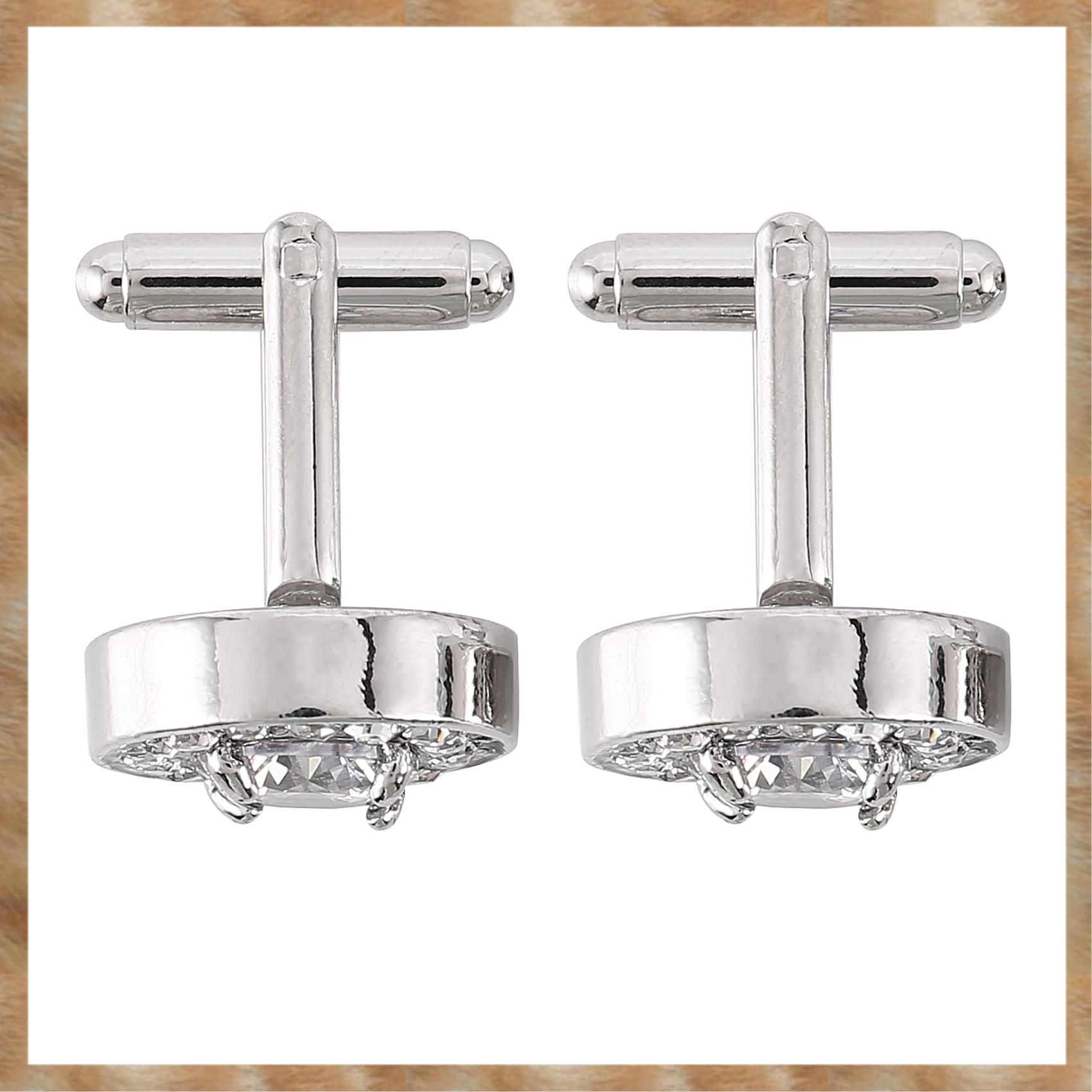 Kqueebee 1 Pair Fashion Diamond Cufflinks Cuff Links Womens Mens Dress Business Wedding Cufflinks Gift Present(White)